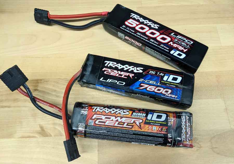 Traxxas LiPo and NiMH batteries side by side