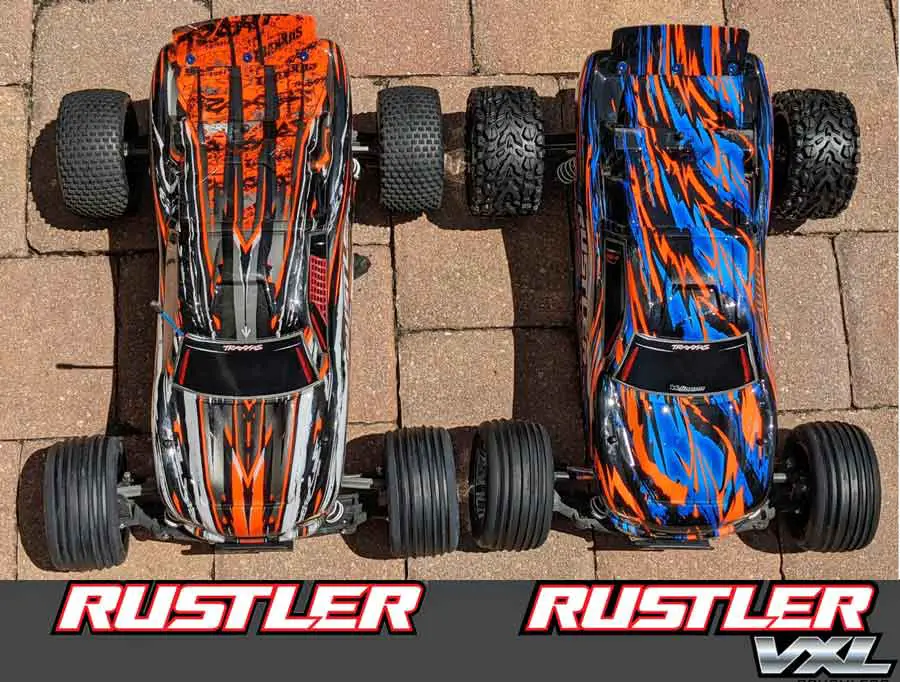Traxxas Rustler (left) vs Rustler VXL (right)