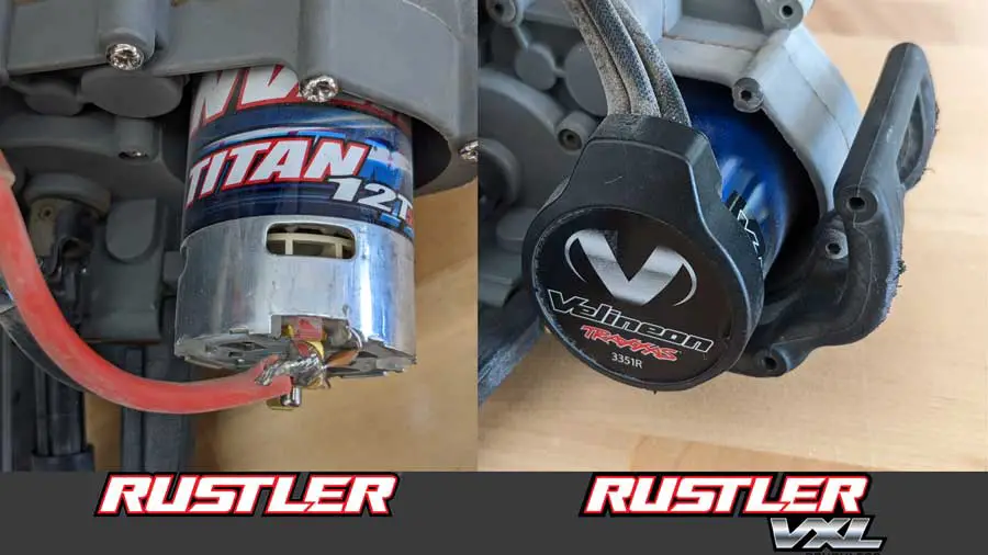 Rustler Titan 12T (left) vs Rustler VXL Velineon 3351R (right)